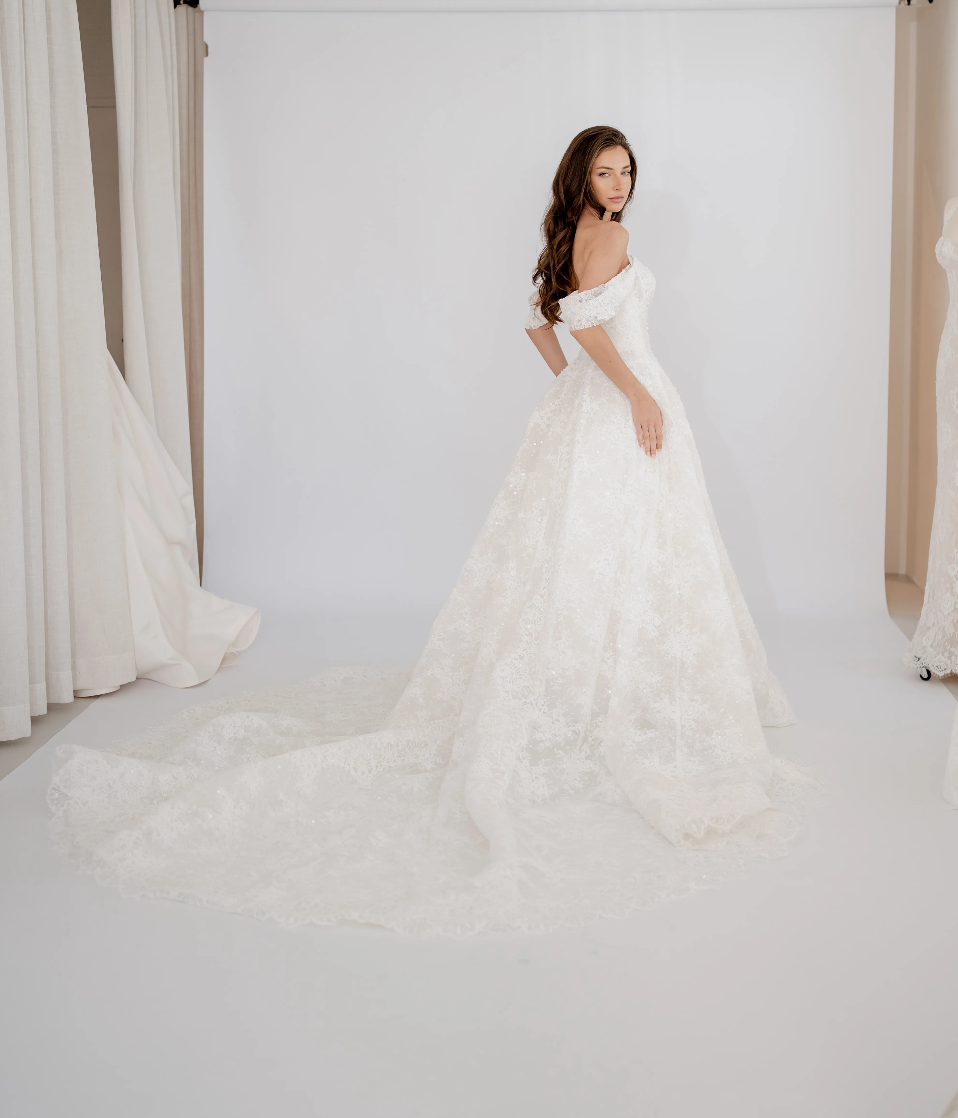 Amara lace ball gown with a structured corset, thumbnail 2
