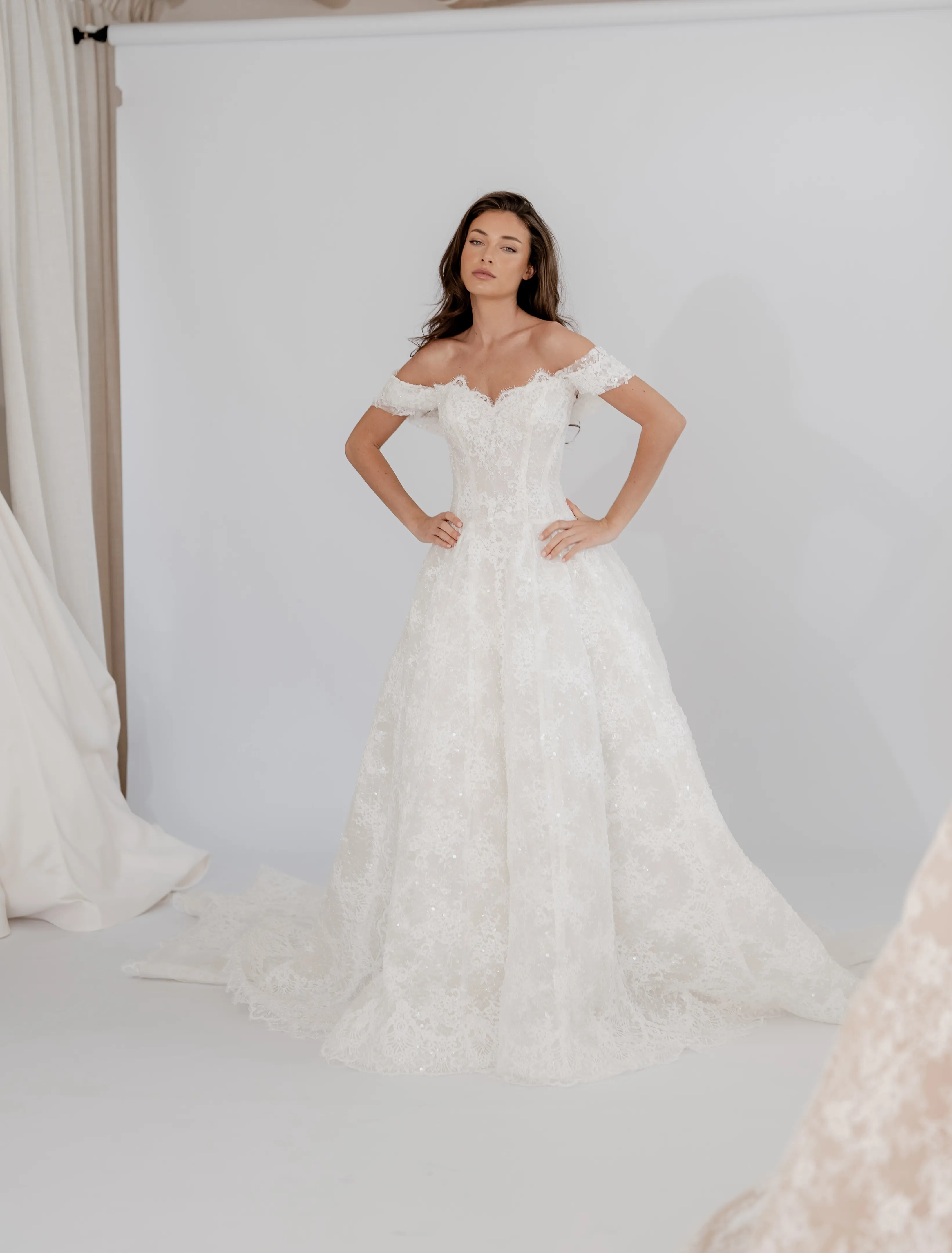 Amara lace ball gown with a structured corset, thumbnail 6