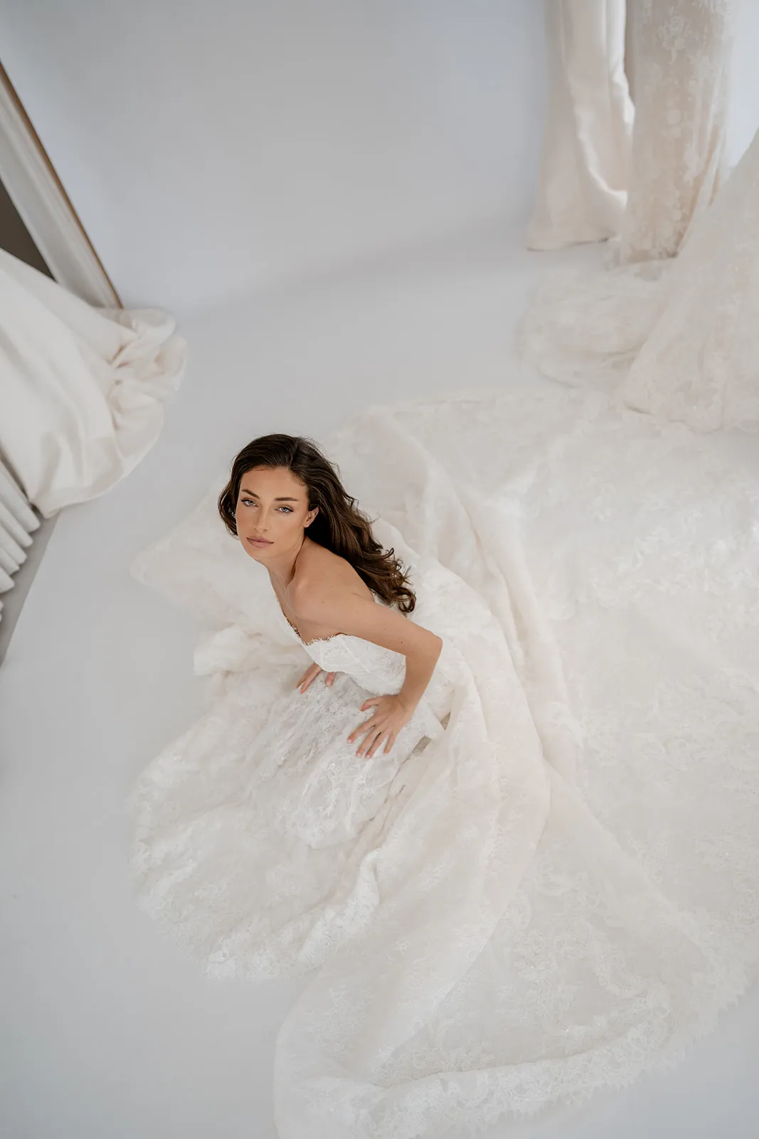 Arabella fitted lace bridal gown with detachable overskirt, thumbnail 9