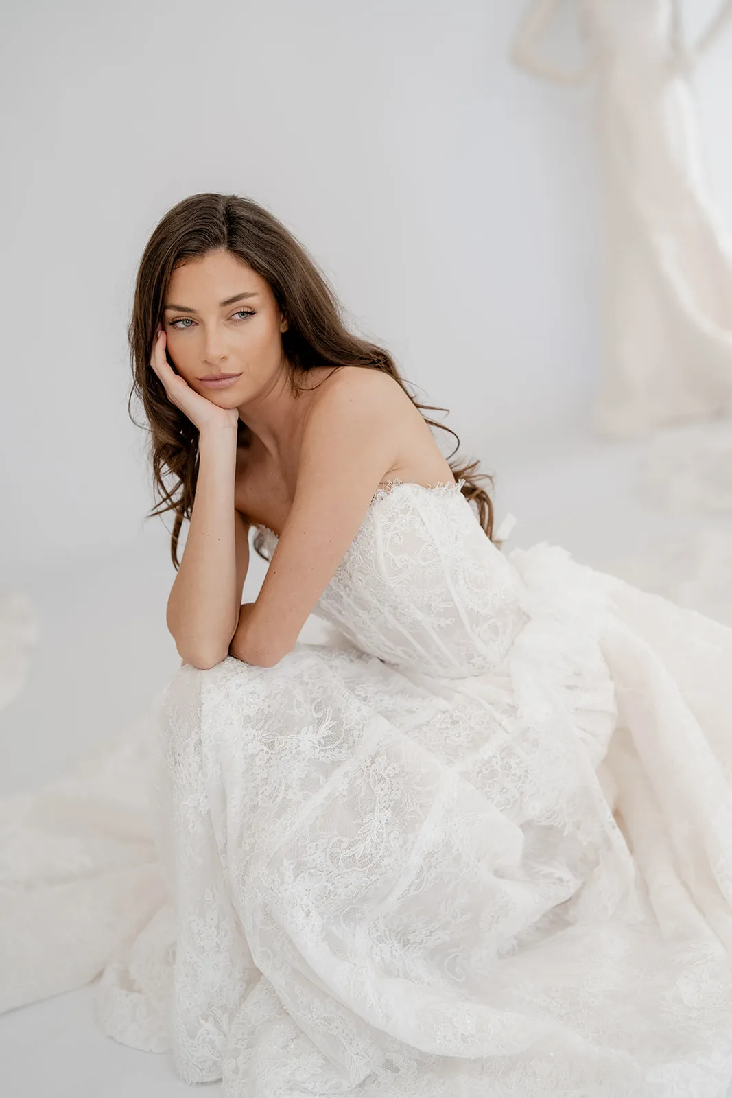 Arabella fitted lace bridal gown with detachable overskirt, thumbnail 10