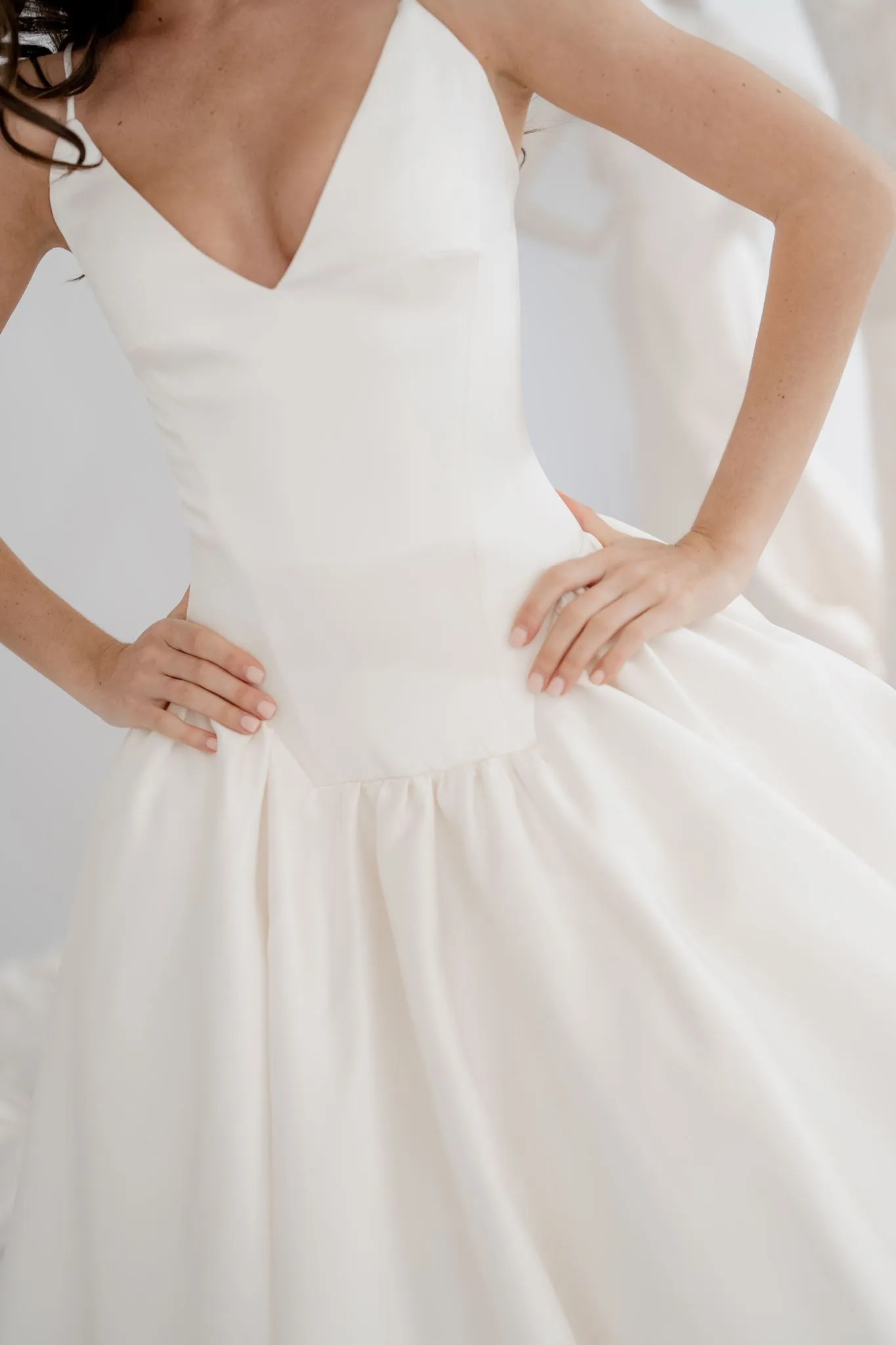 Celine satin drop-waist wedding dress, thumbnail 3