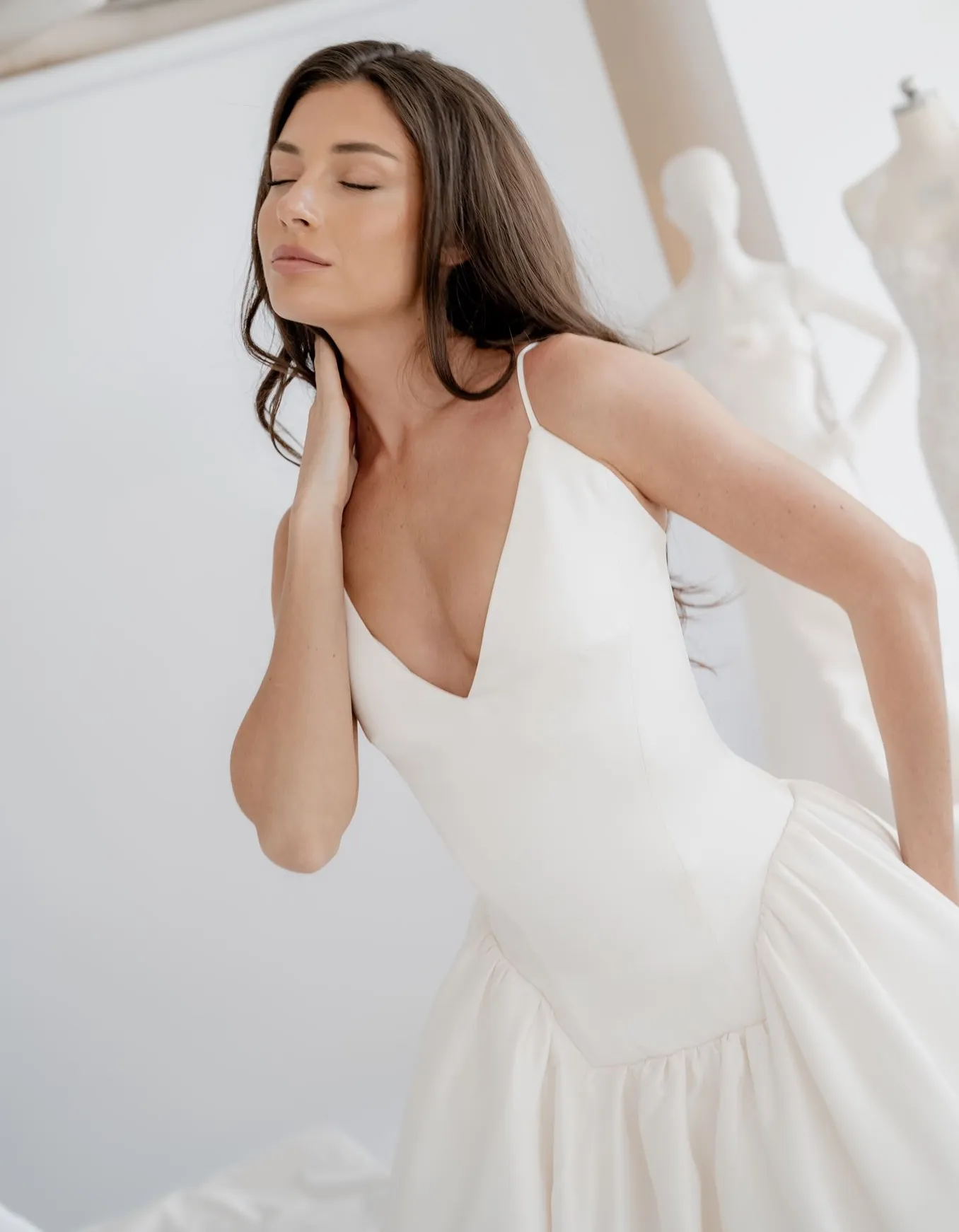 Celine satin drop-waist wedding dress, thumbnail 7