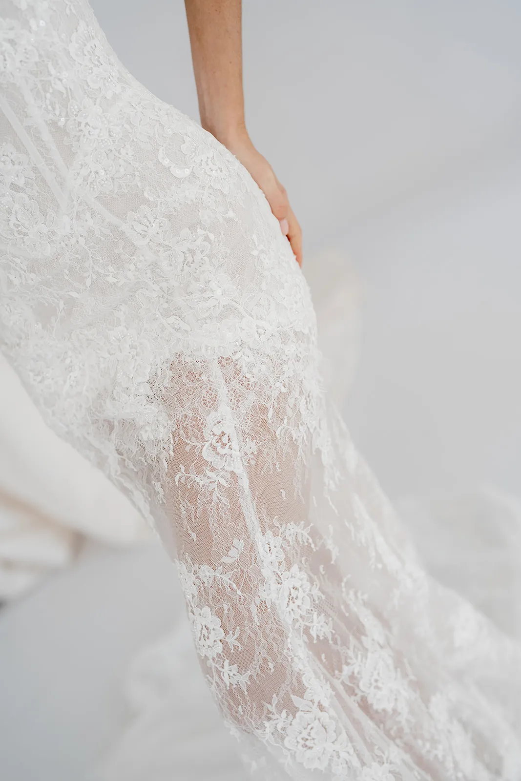 Margaux fitted lace halter wedding dress, thumbnail 3