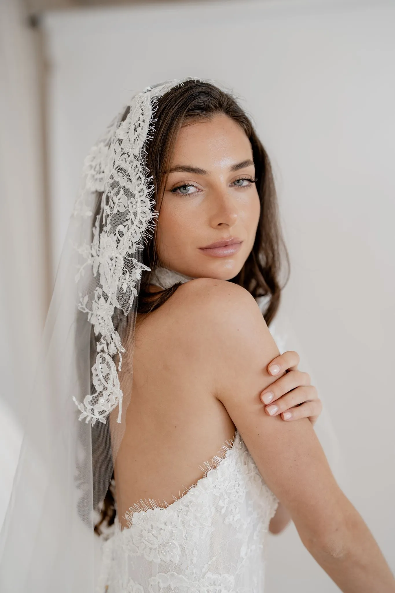 Margaux fitted lace halter wedding dress, thumbnail 13