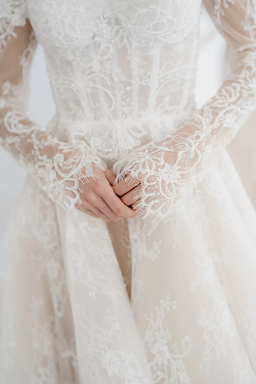 Odette champagne lace A-line wedding dress, thumbnail 5