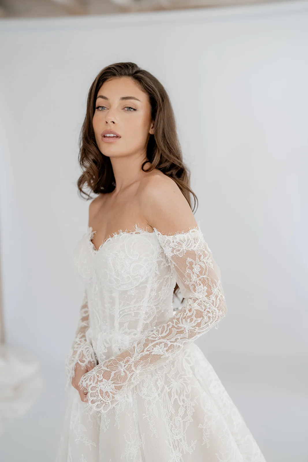 Odette champagne lace A-line wedding dress, thumbnail 6