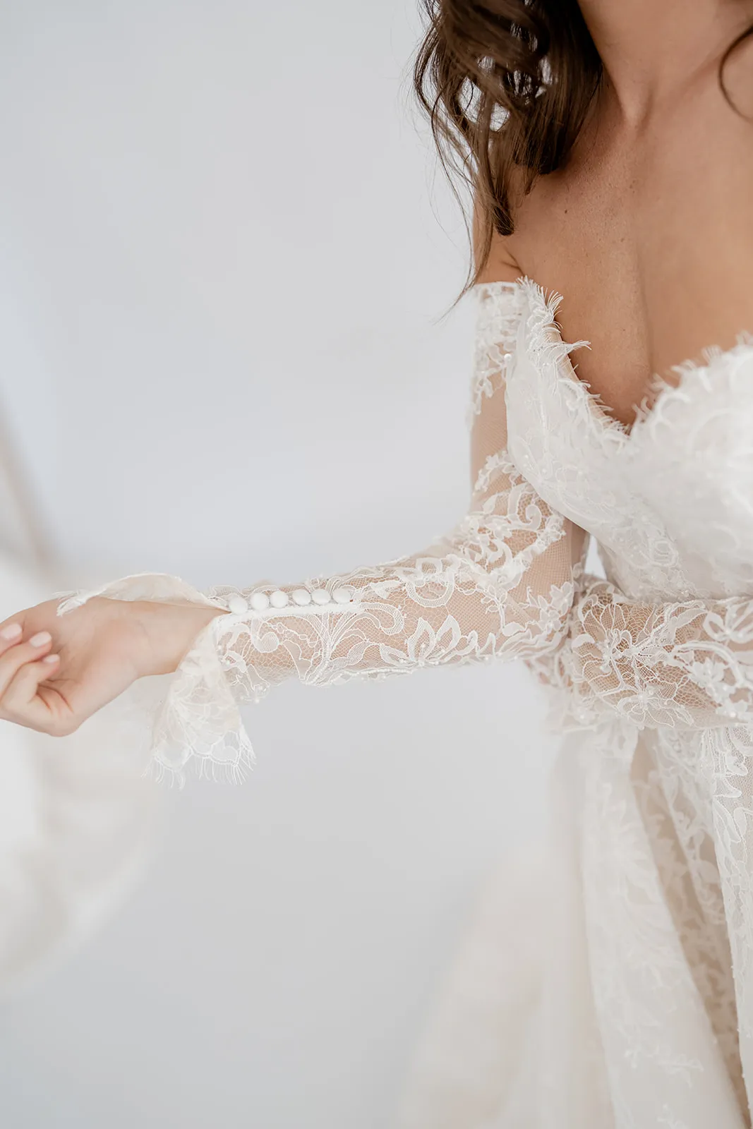 Odette champagne lace A-line wedding dress, thumbnail 9