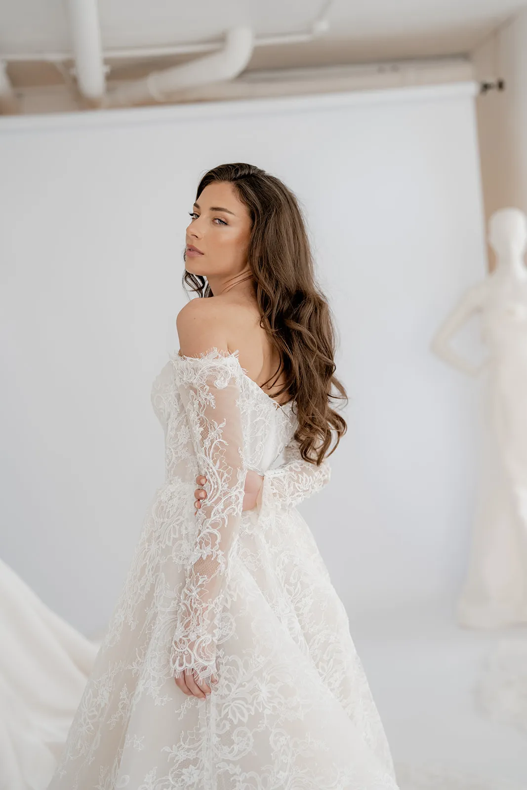 Odette champagne lace A-line wedding dress, thumbnail 12