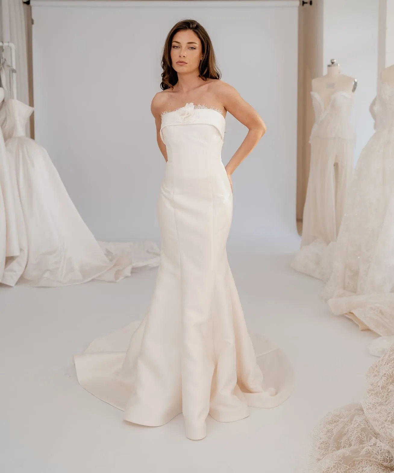 Solene strapless Mikado wedding dress, thumbnail 2