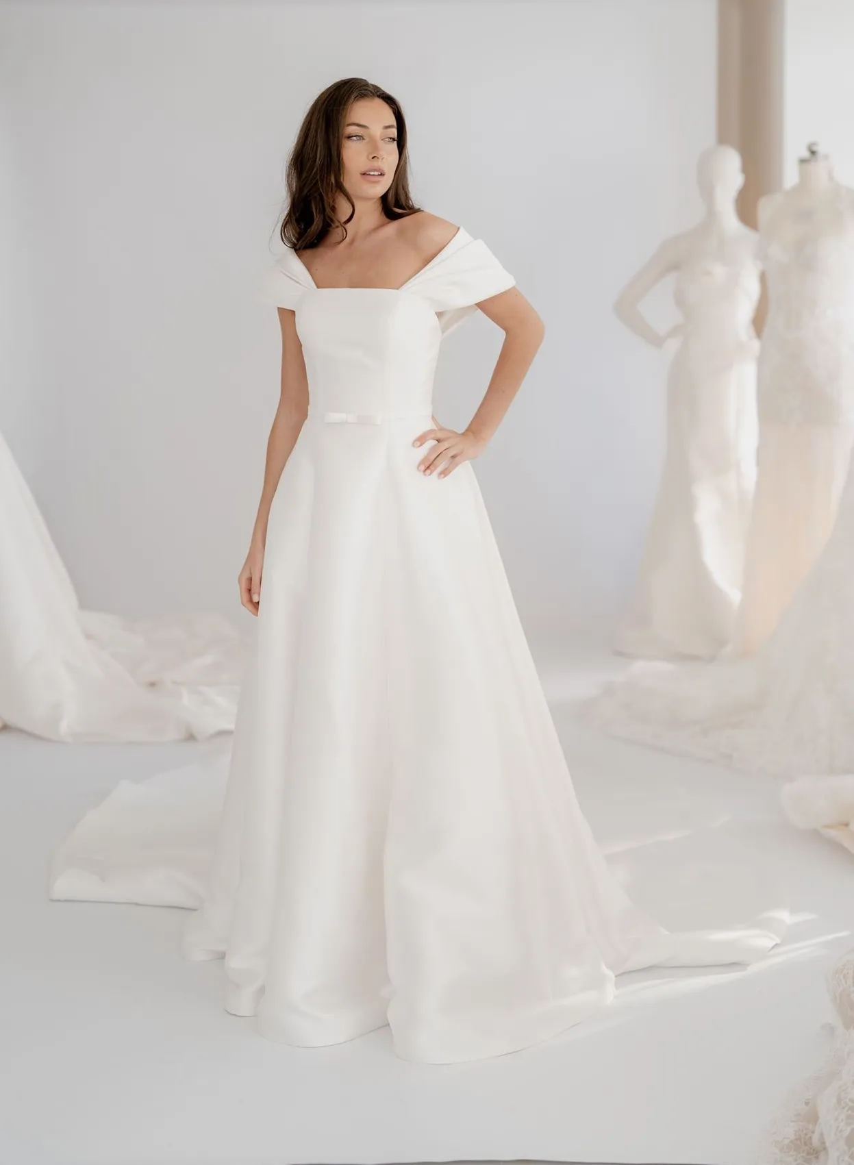 Vienna structured Mikado A-line wedding dress, thumbnail 7