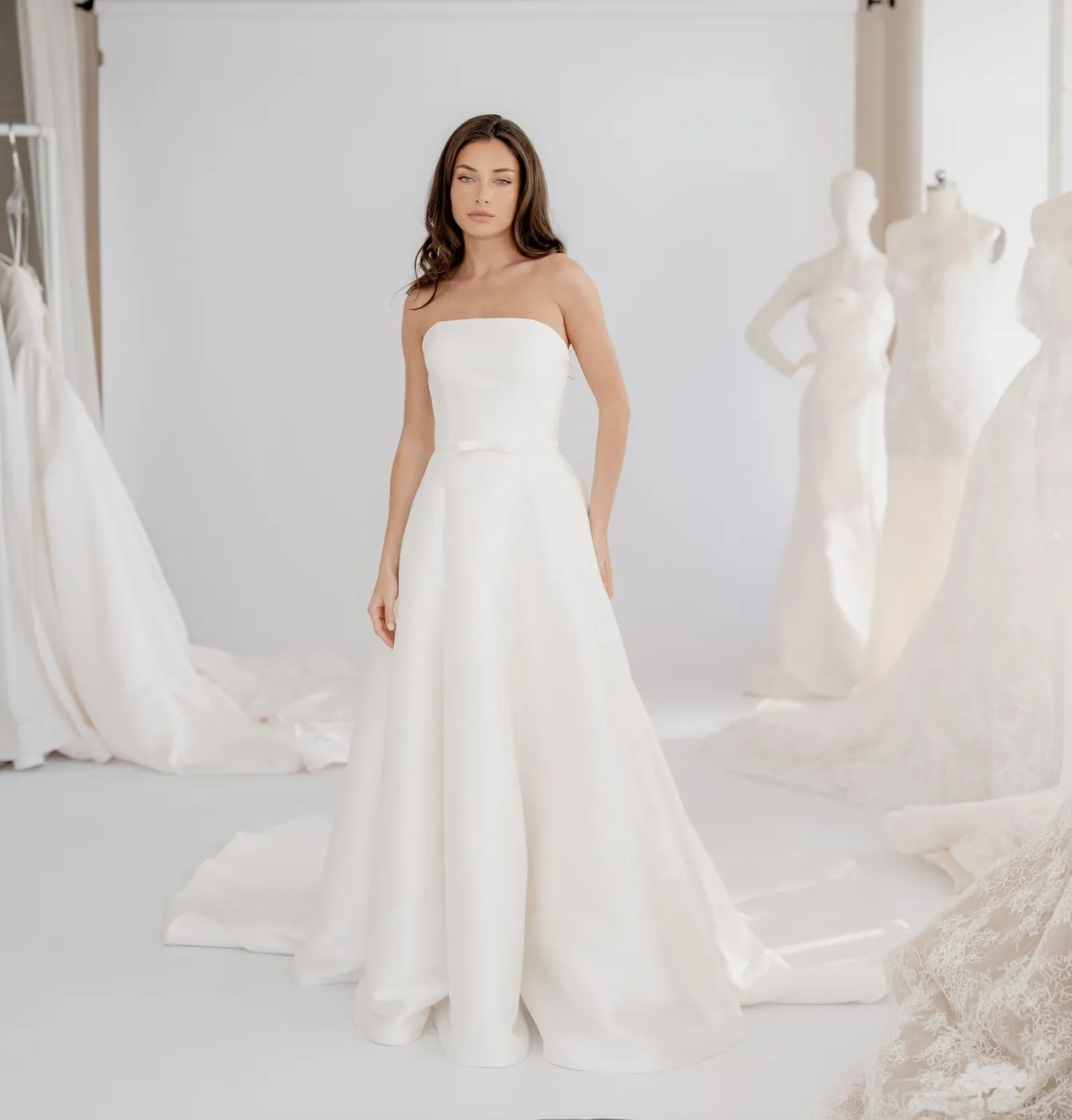 Vienna structured Mikado A-line wedding dress, thumbnail 10